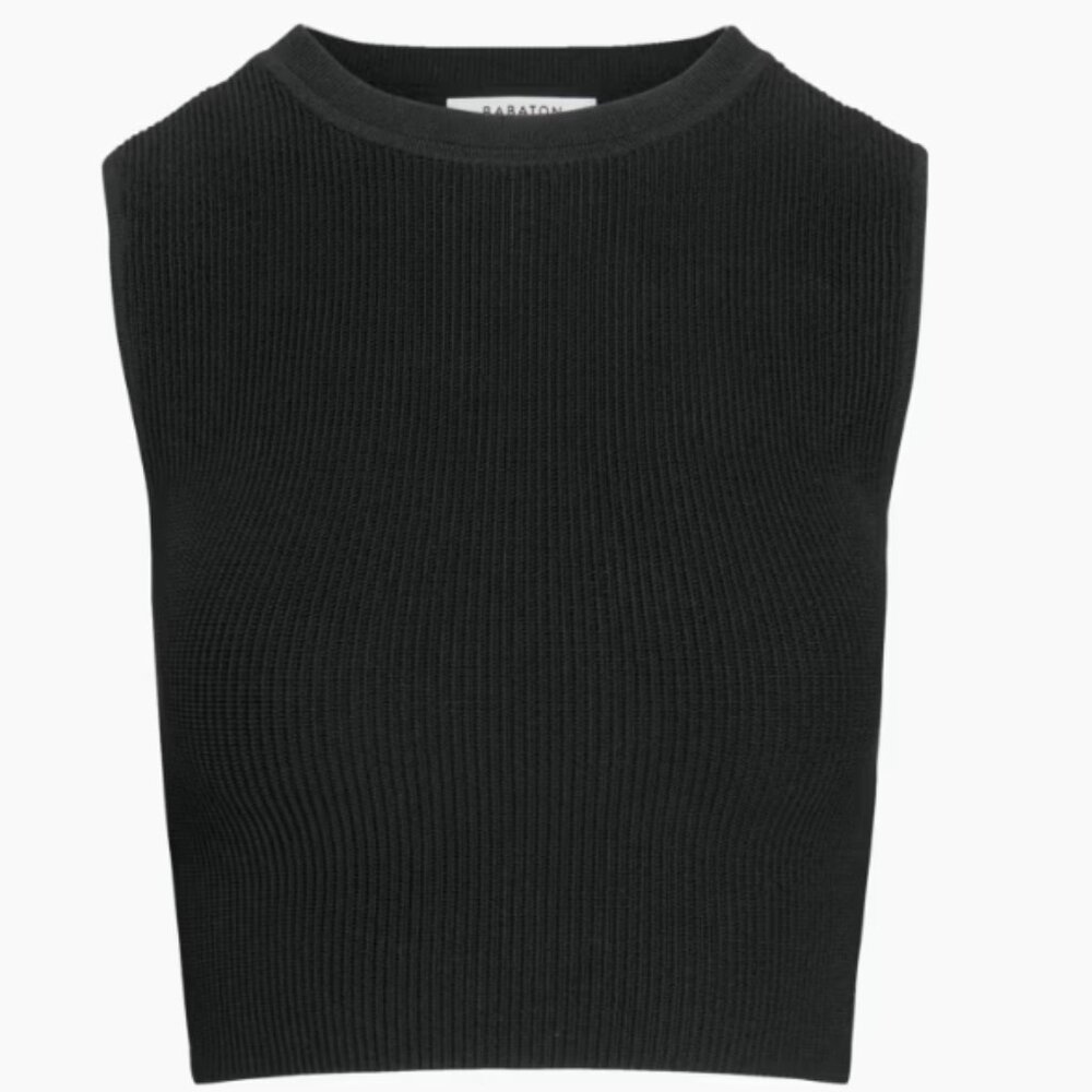 Aritzia Babaton Sculpt Knit Muscle Tank, Black, Size Small